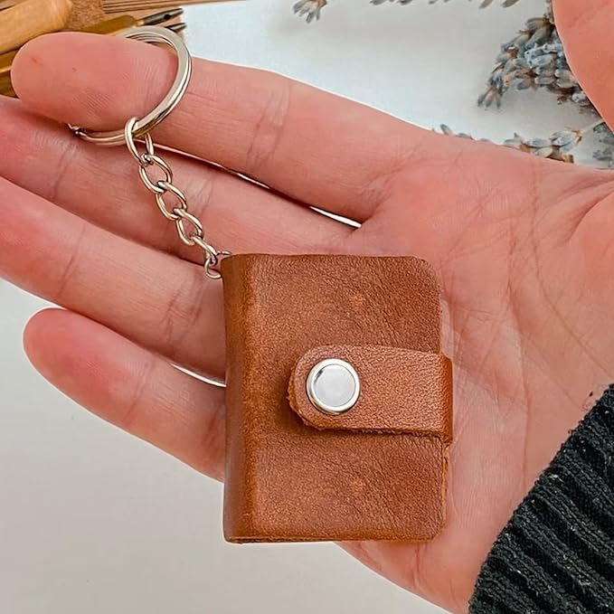 Customizable Leather Mini Photo Album Keychain  With 12 To 24 Photos  Gift Idea For Fathers Day Birthdays Anniversaries Or Special Moments