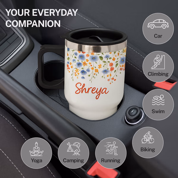 Personalized Flower Paradise Travel Mug
