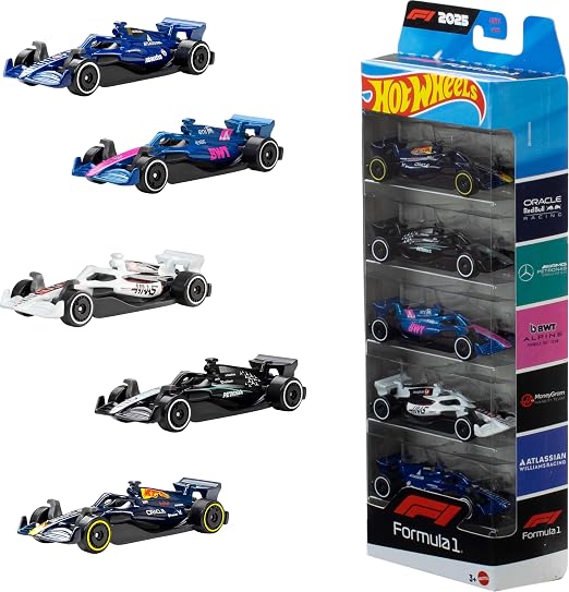 Hot Wheels 164 Scale 5pack Formula 1 Diecast Toy Cars Set Of 5 Officially Licensed Collectible F1 Race Cars For Play Or Display