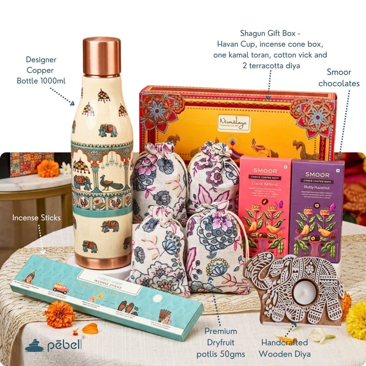 Traditional Premium Diwali Gift Hamper With Copper Bottle  Dry Fruits