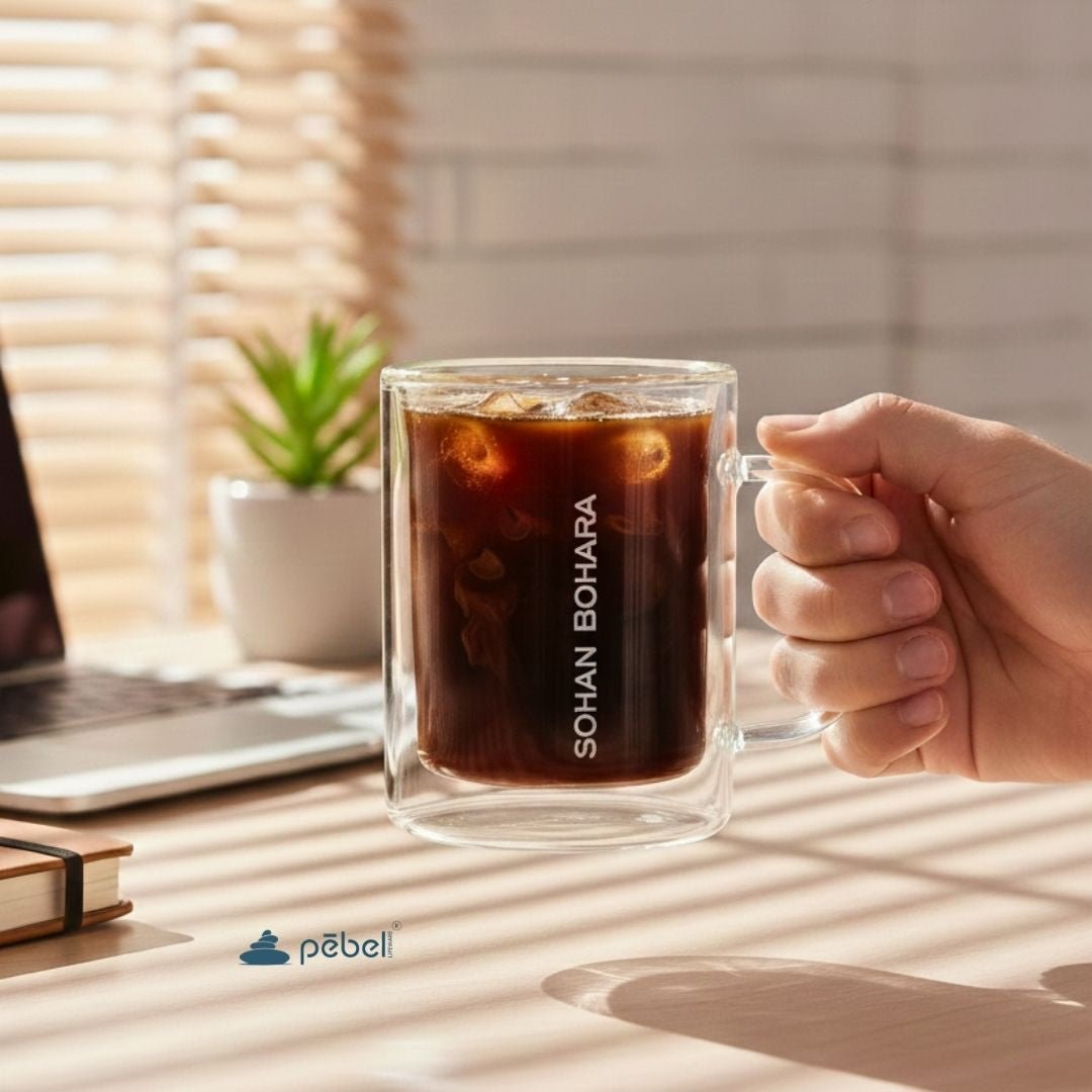 Customized Double Wall Glass Mug  Elegant  Heat Resistant