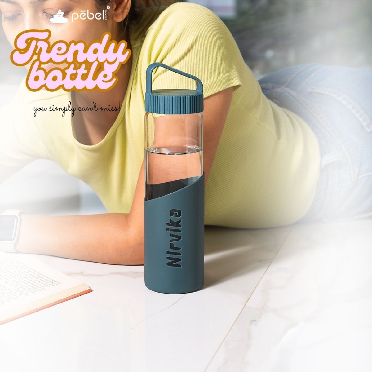 Elegant Personalized Glass Bottle  Silibella  750ml Water Bottle