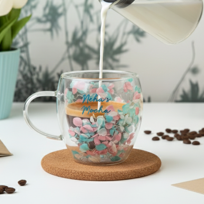 Aesthetic Double Wall Glass Mug  Elegant  Heat Resistant