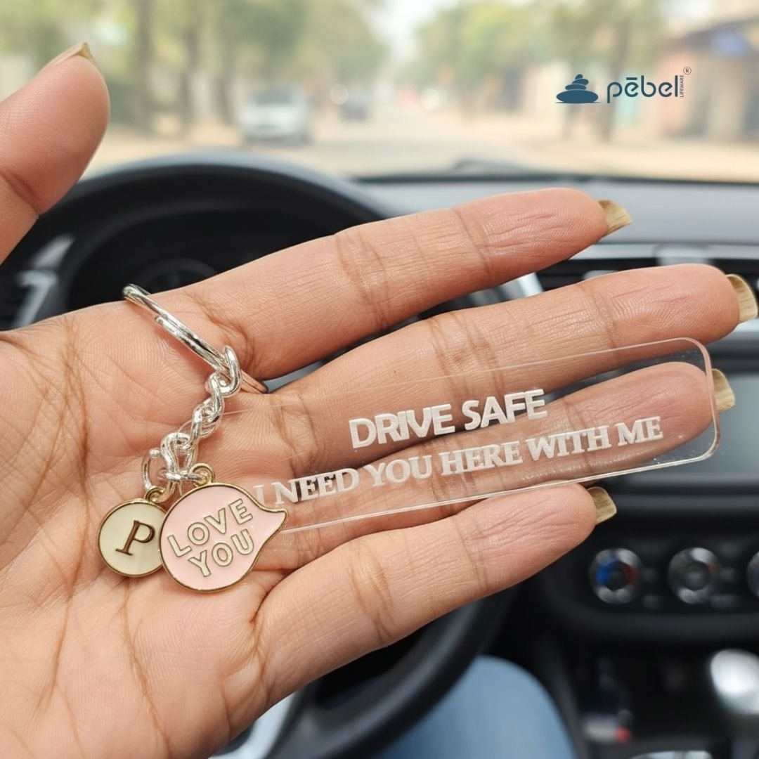 Acrylic Drive Safe Keychain With Charm
