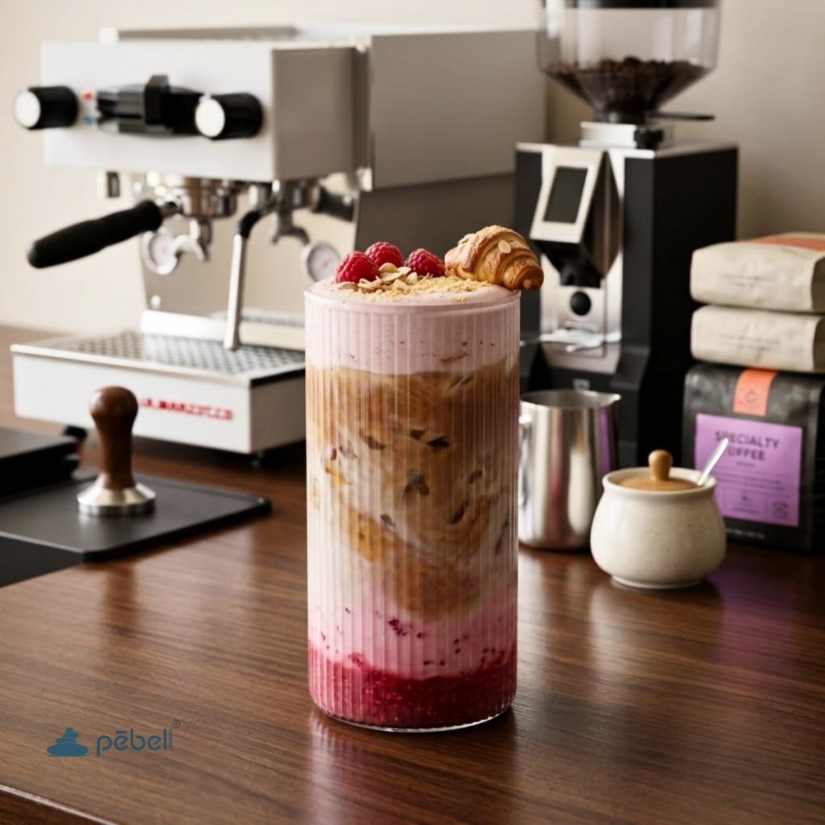 Fluted Minimalist Glasses 300ml Set Of 2 Ideal For Dessert Iced Coffee Matcha Smoothies