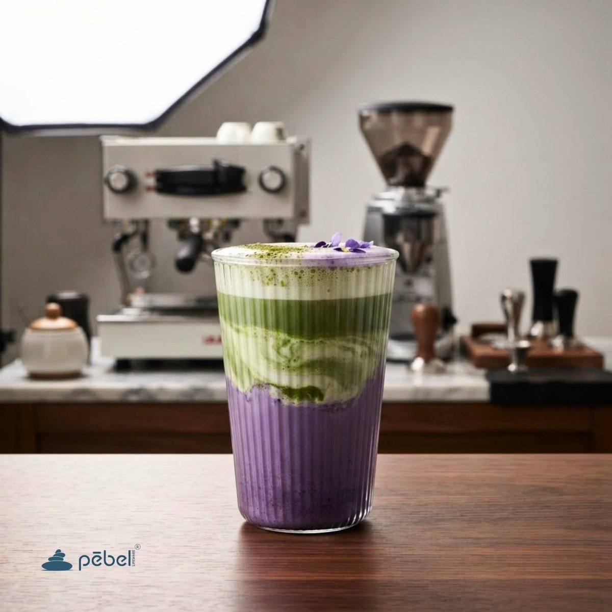 Japaneseinspired Ribbed Borosilicate Glass Tumbler For Coffee  Matcha  Set Of 2