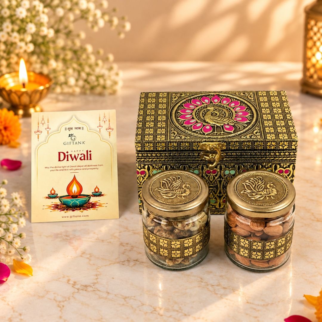 Peacock 2 Jar  Premium Dry Fruit Diwali Gift Hamper