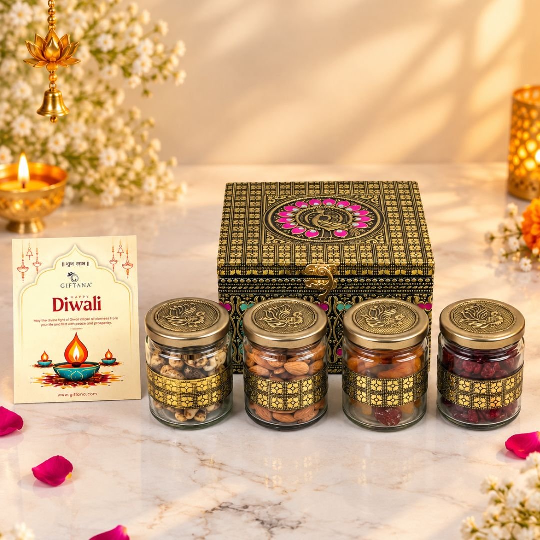 Peacock 4 Jar  Dry Fruit Diwali Gift Hamper