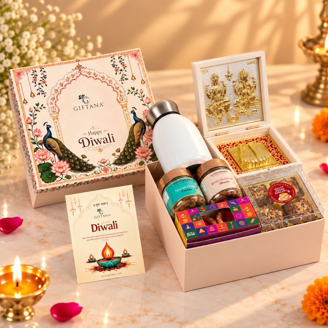 Diwali Elegance  Premium Corporate Diwali Gift Hamper With Flask Dry Fruits  Festive Essentials